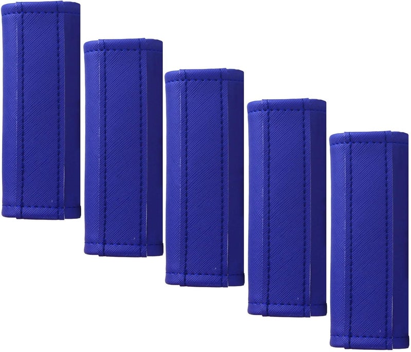 Gowraps Luggage Handle Wrap 5 Pack-Leather Luggage Handle Wraps for Suitcase/Handbag/Duffel Bag/Car Bright Luggage Identfier/Handle Covers/Grips Luggage Accessories for Travel 3.0 (Blue) - Image 1
